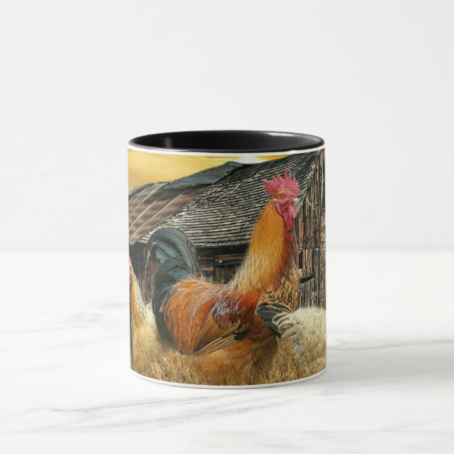 Rooster Hens Rustic Barn Coop Paper Placemat Mug (Center)