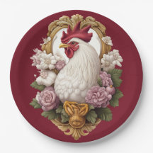 Rooster Heraldic Crest in maroon