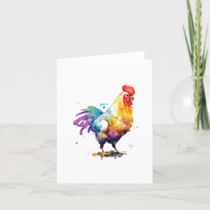 Rooster I Bird Portrait in Watercolors & Pen Holiday Card