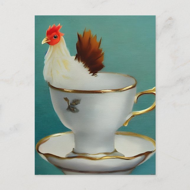 Rooster in a teacup postcard (Front)