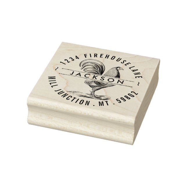 Rooster In Circle Return Address Stamp (Stamp)