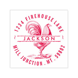 Rooster In Circle Self-Inking Return Address Stamp