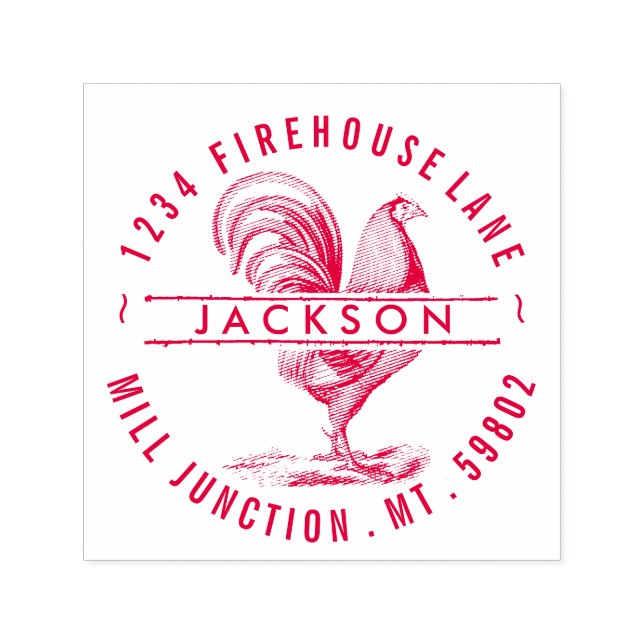 Rooster In Circle Self-Inking Return Address Stamp (Design)