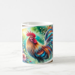 Rooster in Morning Light 010924AREF133 - Watercolo Coffee Mug