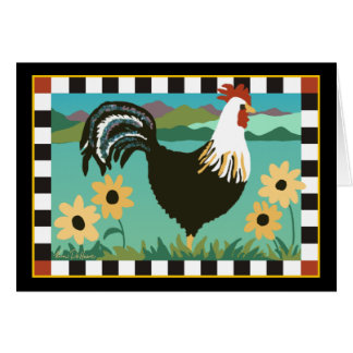 Rooster in the Flowers Card