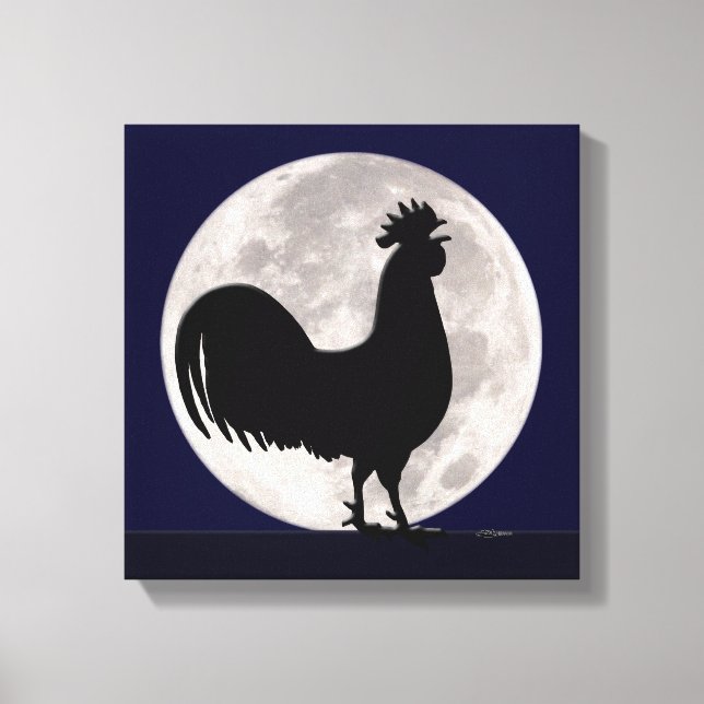 Rooster in the Moonlight Canvas Print (Front)