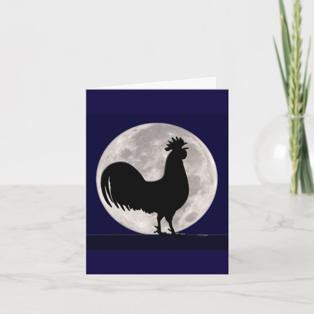 Rooster in the Moonlight Card (Front)