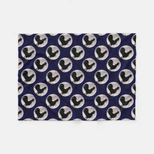 Rooster in the Moonlight Fleece Blanket