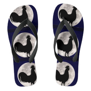Rooster in the Moonlight Flip Flops