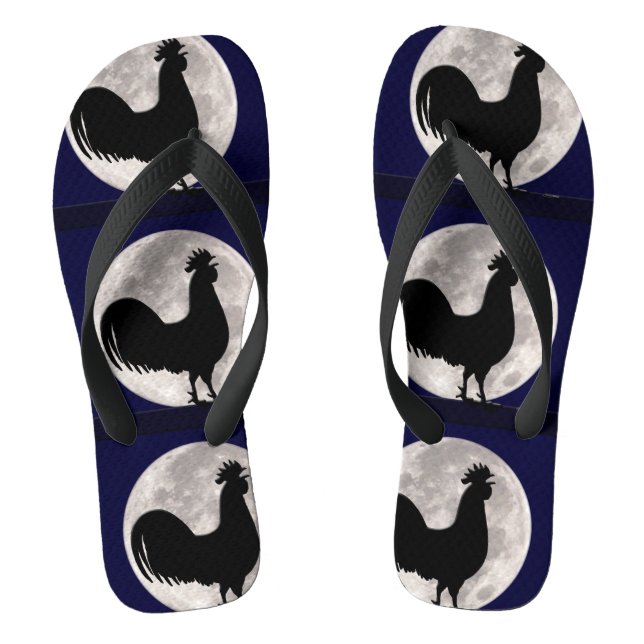 Rooster in the Moonlight Flip Flops (Footbed)