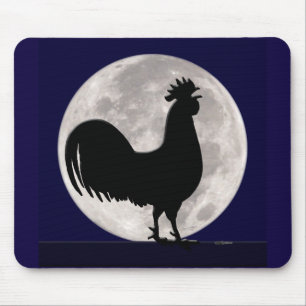 Rooster in the Moonlight Mouse Mat