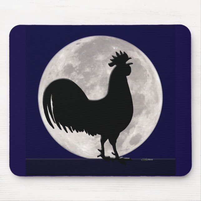 Rooster in the Moonlight Mouse Mat (Front)
