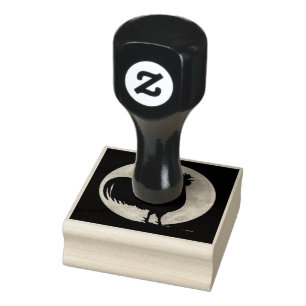 Rooster in the Moonlight Rubber Stamp