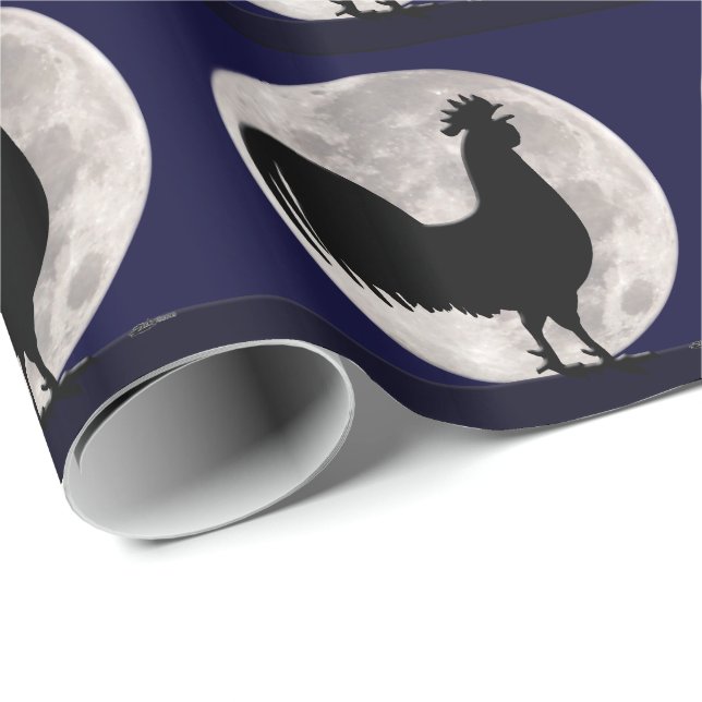 Rooster in the Moonlight Wrapping Paper (Roll Corner)