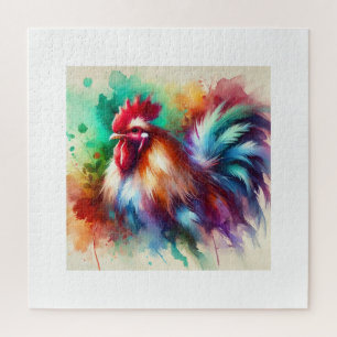 Rooster in Watercolor Art 170724AREF138 - Watercol Jigsaw Puzzle