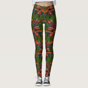 rooster ink green leggings