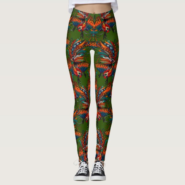 rooster ink green leggings (Front)