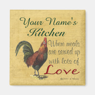 Rooster Kitchen Magnet Personalised with Your Name