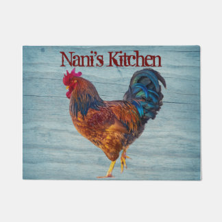 Rooster Kitchen Personalise Add Name Colour Doormat