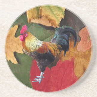 Rooster Leaves coaster