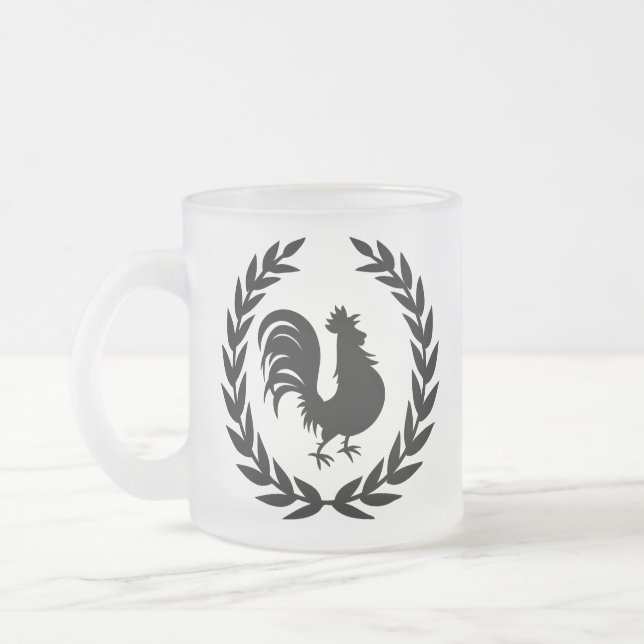 Rooster Logo Frosted Glass Coffee Mug (Left)