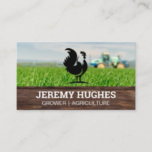 Rooster Logo   Tractor and Farmland Business Card