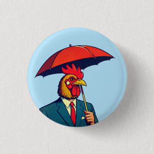 Rooster man 3 cm round badge