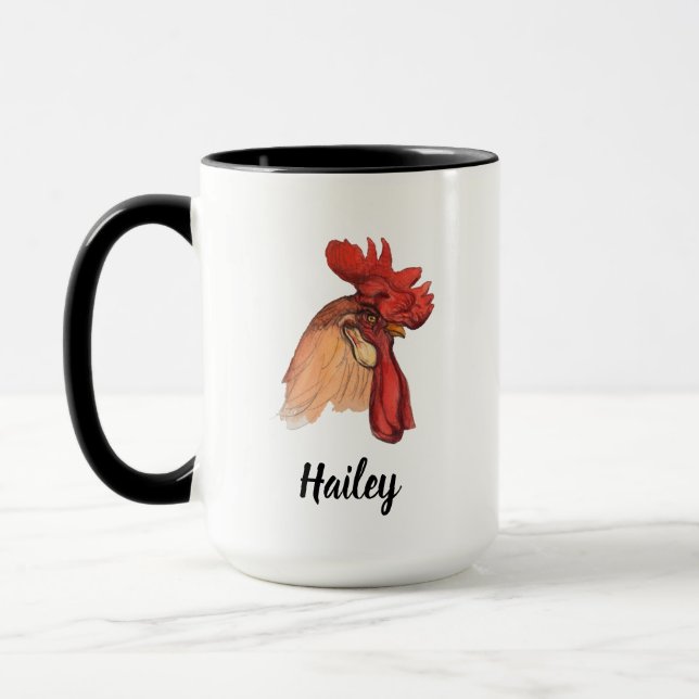Rooster Mug - Rooster Coffee Mug Personalised  (Left)