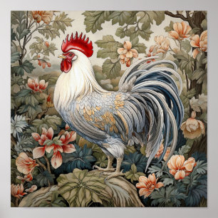 Rooster Neutral Colours  Poster