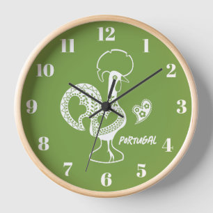 Rooster of Barcelos, Portugal, silhouete Clock