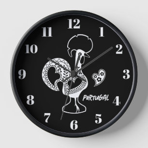 Rooster of Barcelos, Portugal, silhouete Clock