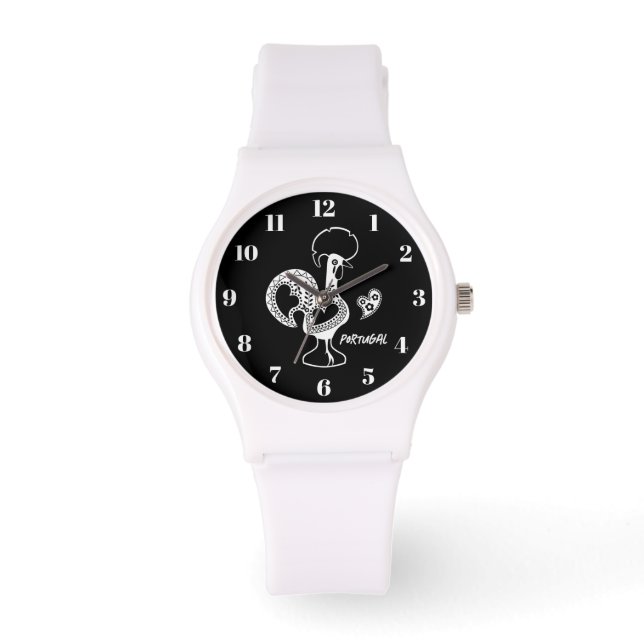 Rooster of Barcelos, Portugal, silhouete Watch (Front)
