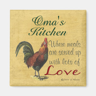 Rooster Oma's Kitchen Refrigerator Magnet