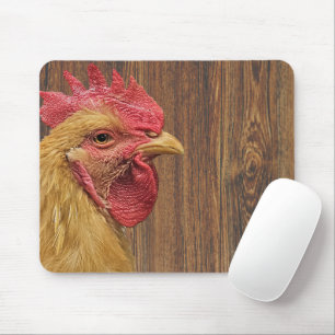 Rooster On Barn Wood Mouse Mat