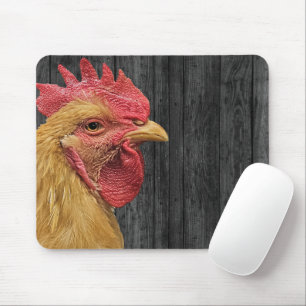 Rooster On Barn Wood Mouse Mat