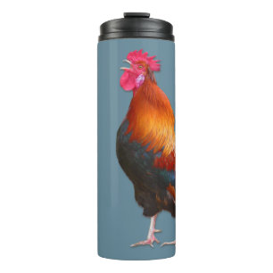 Rooster on Blue Farmers Name Template Thermal Tumbler