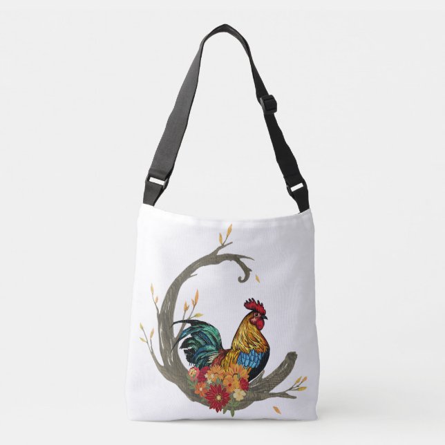Rooster on Perch  Crossbody Bag (Front)