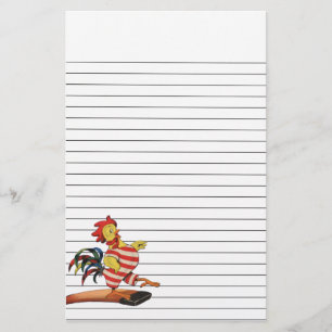 Rooster on the Diving Board Lined Stationery