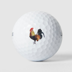 Rooster on White - Hand Drawn Illustration Golf Balls