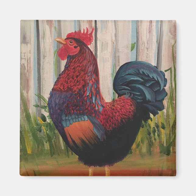 Rooster Painting Art Magnet (Front)