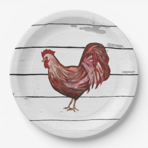 Rooster Painting Barnyard Party Paper Napkin Plate