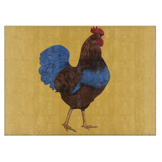 Rooster Painting Custom Cutting Board (Front)
