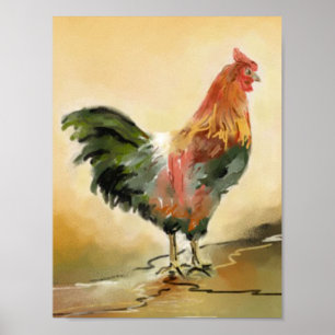 Rooster painting poster