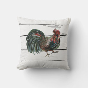 Rooster Painting Shiplap Farmhouse Throw Pillow