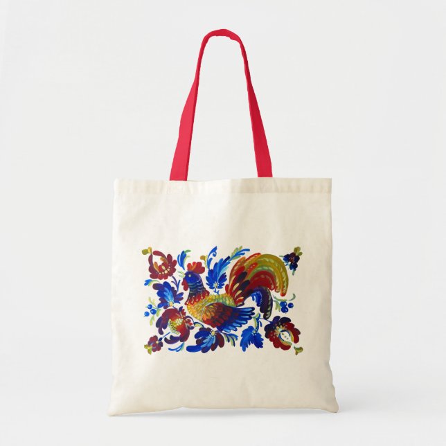 Rooster Petrykivka Ukrainian art Tote Bag (Front)