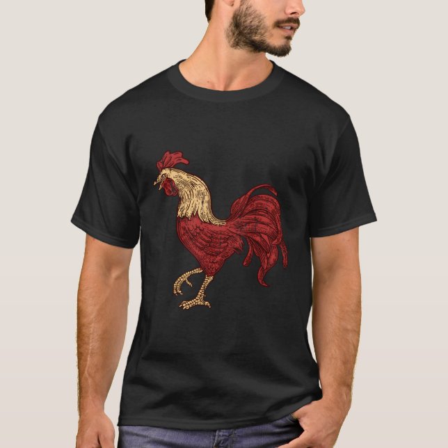 Rooster Red Fighting Chicken T-Shirt (Front)