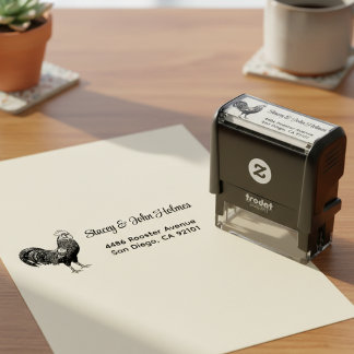 Rooster Return Address Self Inking Stamp
