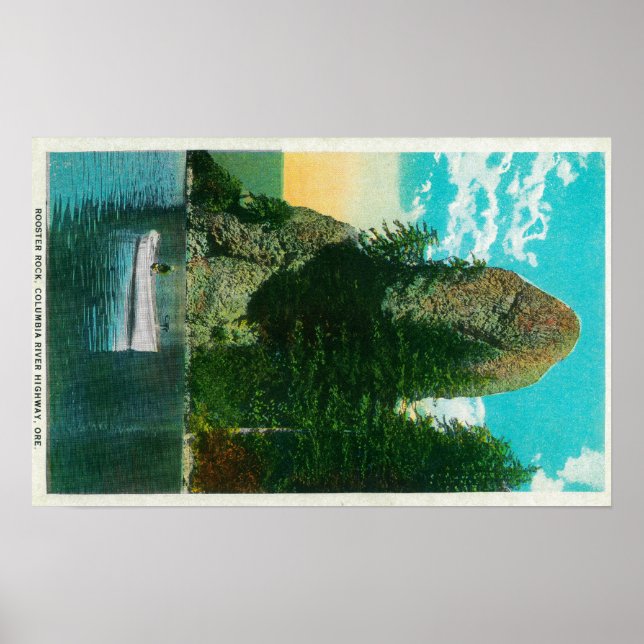 Rooster Rock on Columbia River Poster (Front)