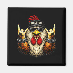 Rooster Rock On Music Heavy Metal Funny Men Women Magnet