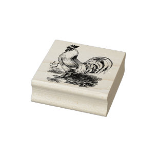 Rooster rubber stamp